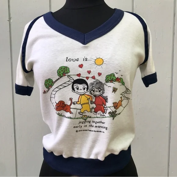 Vintage SUPER-RARE 1970 (Dated) “Love Is…” Comic Strip Knit Top by Kim Casali